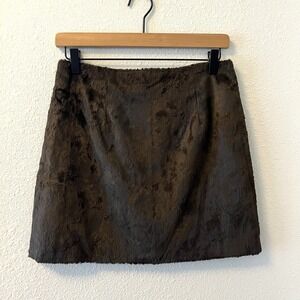 Vintage 90's Mini Skirt Size 10 Faux Fur Chocolate Brown John Carlisle Chic City